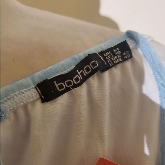 NWT Boohoo light blue Cowl Neck mini dress Large - Picture 7 of 10